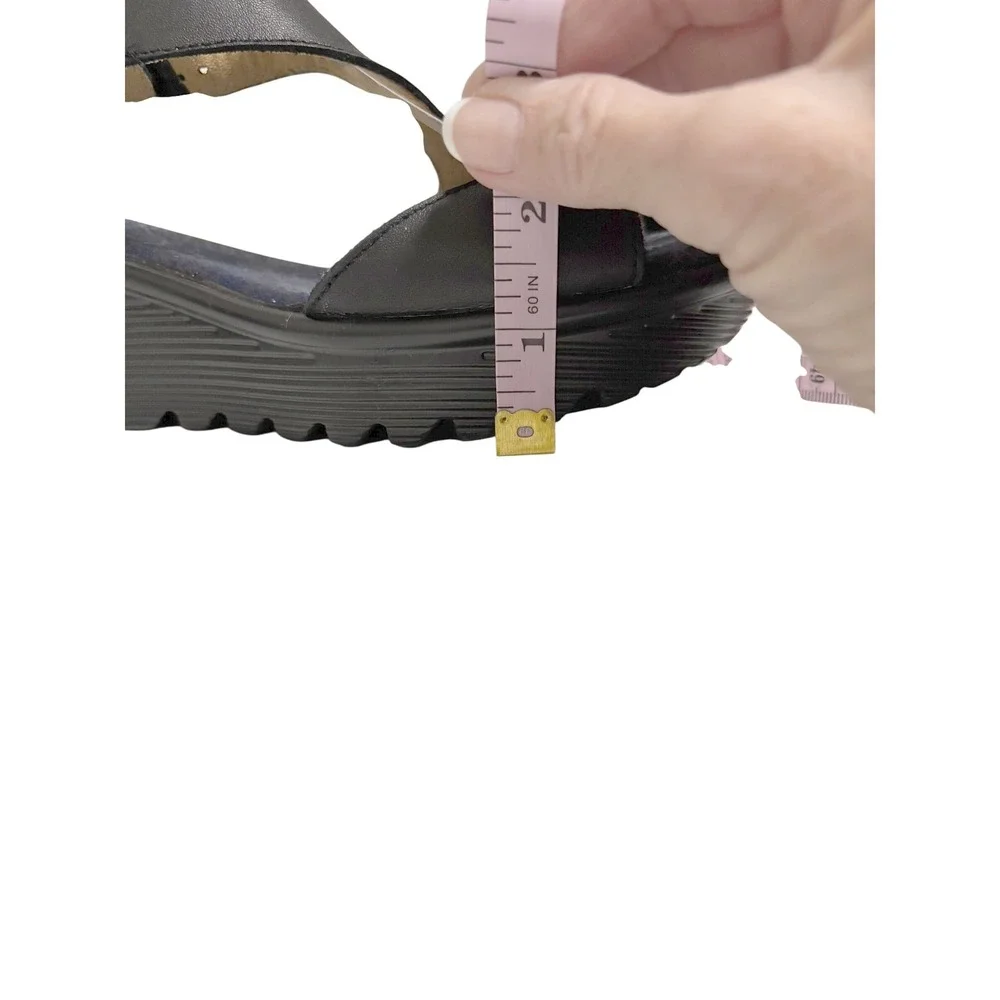 Skechers Parallel Trapezoid Womens Black Wedge Sandals Memory Foam 38435‎ BLK S6